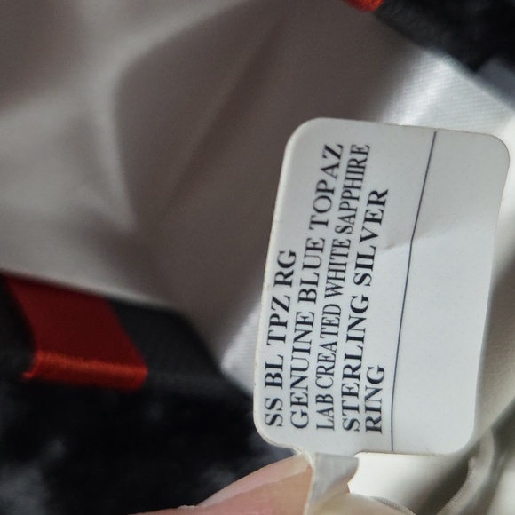 Blue Topaz Sterling Silver Ring With Lab Created White Sapphires - Picture 8 of 10